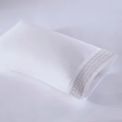 Bed Sheets-Kirkland's Home Elegant Geo Hem Microfiber 4-Pc. King Sheet Set White/Tan