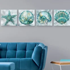 Canvas Art-Kirkland's Home Elegant Shells Canvas Art Prints, Set Of 4 Blue