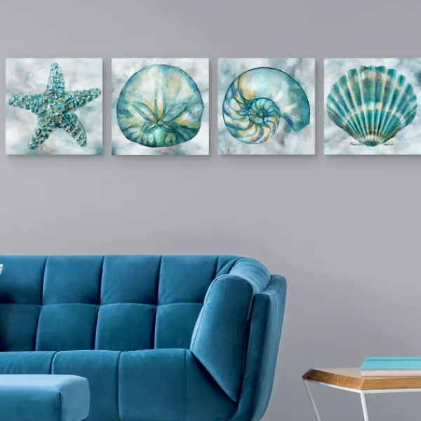 Canvas Art-Kirkland's Home Elegant Shells Canvas Art Prints, Set Of 4 Blue