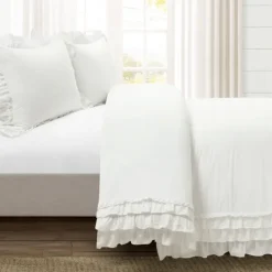 Duvets-Kirkland's Home Ella Ruffle 3-Pc. Full/Queen Duvet Set White