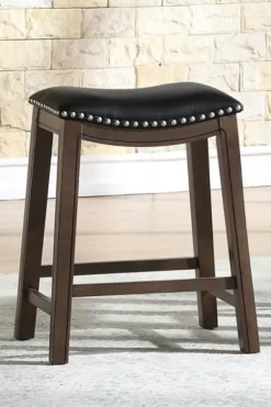 Bar Stools & Counter Height Stools-Kirkland's Home Ella Saddle Counter Stool With Nailhead Trim Black