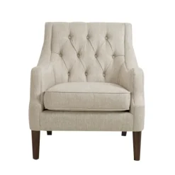 Accent Chairs-Kirkland's Home Elle Tufted Cream Accent Chair White
