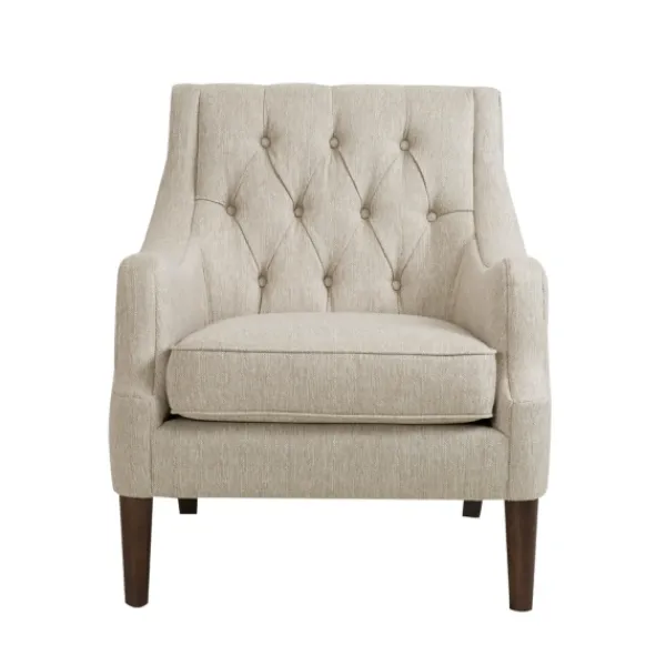 Accent Chairs-Kirkland's Home Elle Tufted Cream Accent Chair White