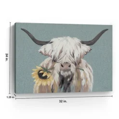 Canvas Art-Kirkland's Home Ellie With A Sunflower Canvas Art Print, 32X24 In. Blue/Ivory/Yellow