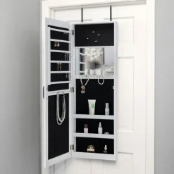 Armoires-Kirkland's Home Eloise Armoire Jewelry Mirror White