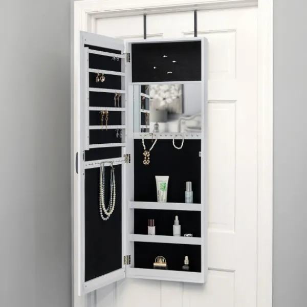 Armoires-Kirkland's Home Eloise Armoire Jewelry Mirror White