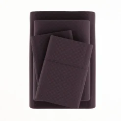 Bed Sheets-Kirkland's Home Embossed Checkered 3-Pc. Twin Sheet Set Purple