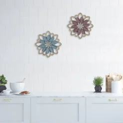 Wall Plaques-Kirkland's Home Embossed Metal Flower Wall Plaque Blue