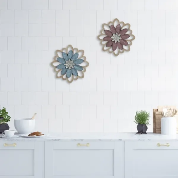Wall Plaques-Kirkland's Home Embossed Metal Flower Wall Plaque Blue