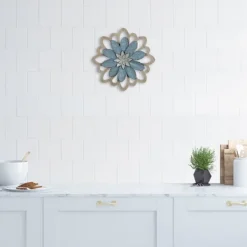 Wall Plaques-Kirkland's Home Embossed Metal Flower Wall Plaque Blue