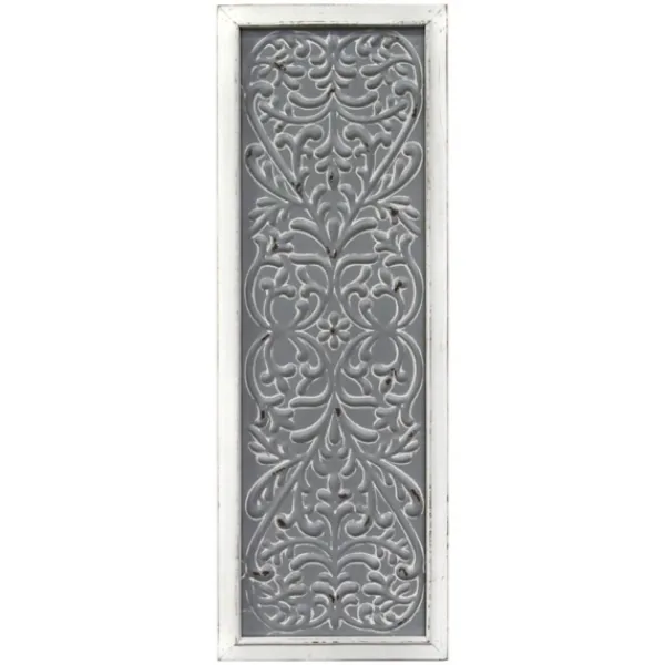 Wall Plaques-Kirkland's Home Embossed Metal Panel Wall Plaque Gray/White