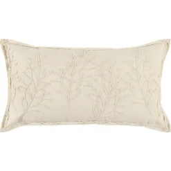 Pillows-Kirkland's Home Embroidered Botanical Pillow Ivory