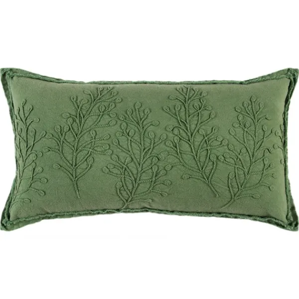 Pillows-Kirkland's Home Embroidered Botanical Pillow Green