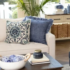 Pillows-Kirkland's Home Embroidered Rope Edge French Claudia Pillow Blue