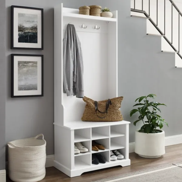 Entryway Furniture-Kirkland's Home Emily White Wood Storage Cube Hall Tree