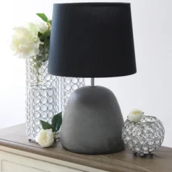 Table Lamps-Kirkland's Home Emma Concrete Table Lamp With Shade Black
