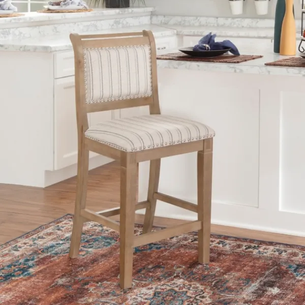 Bar Stools & Counter Height Stools-Kirkland's Home Emma Gray Counter Stool With Nailhead Trim Blue/Gray