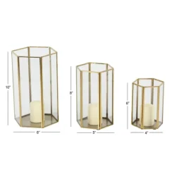 Lanterns-Kirkland's Home En Geometric 3-Pc. Decorative Lantern Set Gold