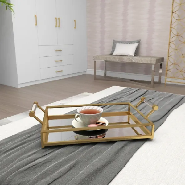 Decorative Trays-Kirkland's Home En Glammed Mirror Decorative Tray Gold
