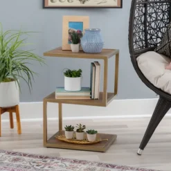 Accent & End Tables-Kirkland's Home En Shelves S-Frame Accent Table Gold