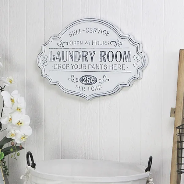 Wall Quotes & Signs-Kirkland's Home Enamel Laundry Room Wall Plaque White/Black