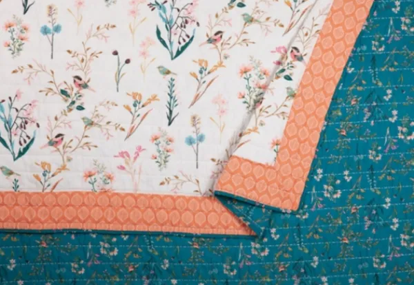 Quilts-Kirkland's Home English Garden King 3-Pc. Quilt Set Blue/Orange/White