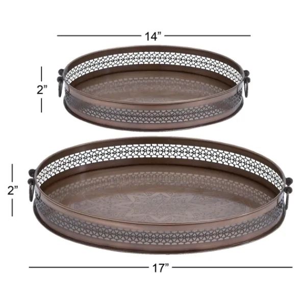 Decorative Trays-Kirkland's Home Engraved Metal Mandala Trays, Set Of 2 Brown