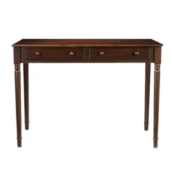 Office Furniture-Kirkland's Home Espresso Classic 2-Drawer Wood Desk Brown