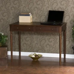 Office Furniture-Kirkland's Home Espresso Classic 2-Drawer Wood Desk Brown