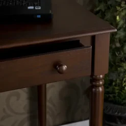 Office Furniture-Kirkland's Home Espresso Classic 2-Drawer Wood Desk Brown