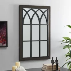 Decorative Mirrors-Kirkland's Home Espresso Grandview Arched Frame Wall Mirror Brown