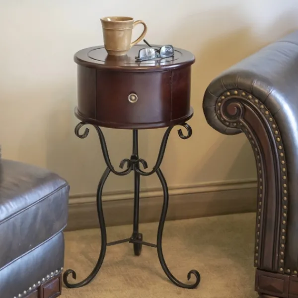 Accent & End Tables-Kirkland's Home Espresso Round Accent Table Brown