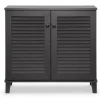 Cabinets & Sideboards-Kirkland's Home Espresso Shutter Door Wooden Cabinet
