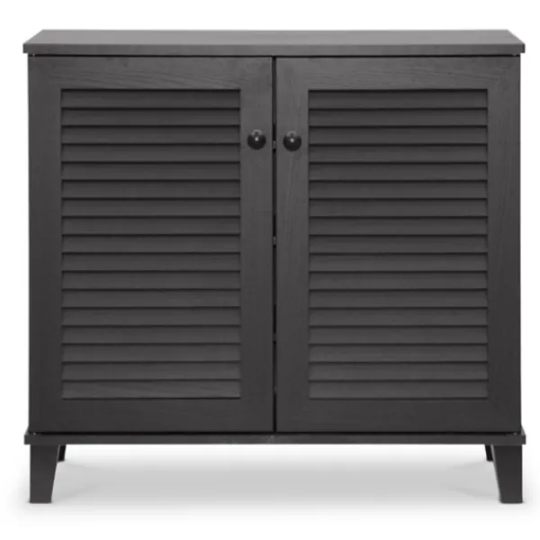 Cabinets & Sideboards-Kirkland's Home Espresso Shutter Door Wooden Cabinet