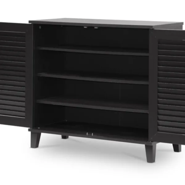 Cabinets & Sideboards-Kirkland's Home Espresso Shutter Door Wooden Cabinet