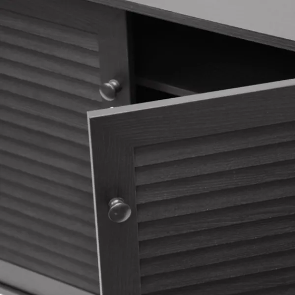 Cabinets & Sideboards-Kirkland's Home Espresso Shutter Door Wooden Cabinet