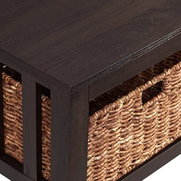 Coffee Tables-Kirkland's Home Espresso Traditional Wooden Basket Coffee Table Brown