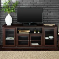 Tv Stands & Media Consoles-Kirkland's Home Espresso Wood Highboy Tv Stand Brown