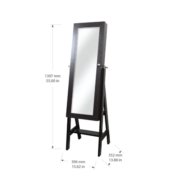 Full Length & Floor Mirrors-Kirkland's Home Espresso Wood Mirror Armoire Brown