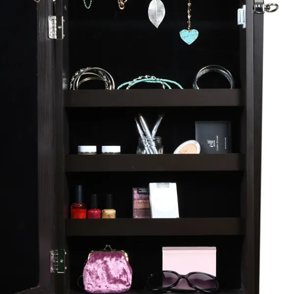 Full Length & Floor Mirrors-Kirkland's Home Espresso Wood Mirror Armoire Brown