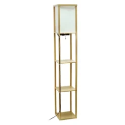 Floor Lamps-Kirkland's Home Etagere Shelf Charging Floor Lamp Tan