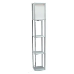 Floor Lamps-Kirkland's Home Etagere Shelf Charging Floor Lamp Gray