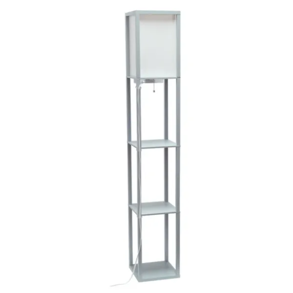 Floor Lamps-Kirkland's Home Etagere Shelf Charging Floor Lamp Gray