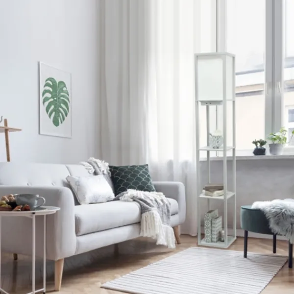 Floor Lamps-Kirkland's Home Etagere Shelf Charging Floor Lamp Gray