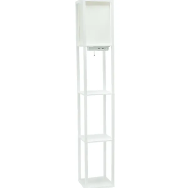 Floor Lamps-Kirkland's Home Etagere Shelf Charging Floor Lamp White