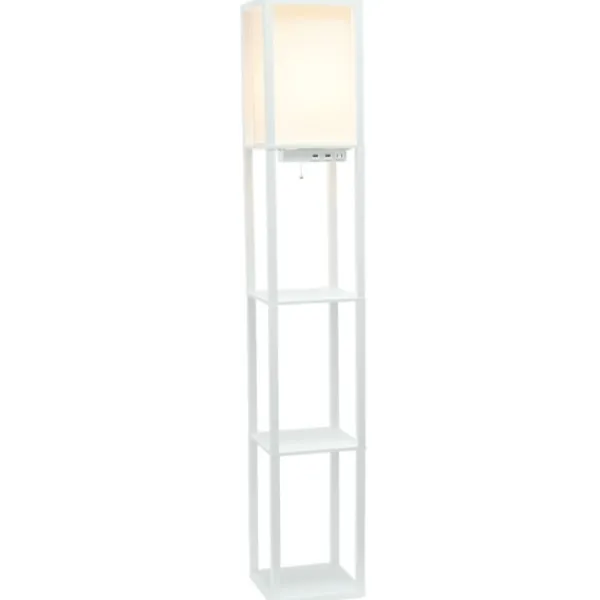 Floor Lamps-Kirkland's Home Etagere Shelf Charging Floor Lamp White