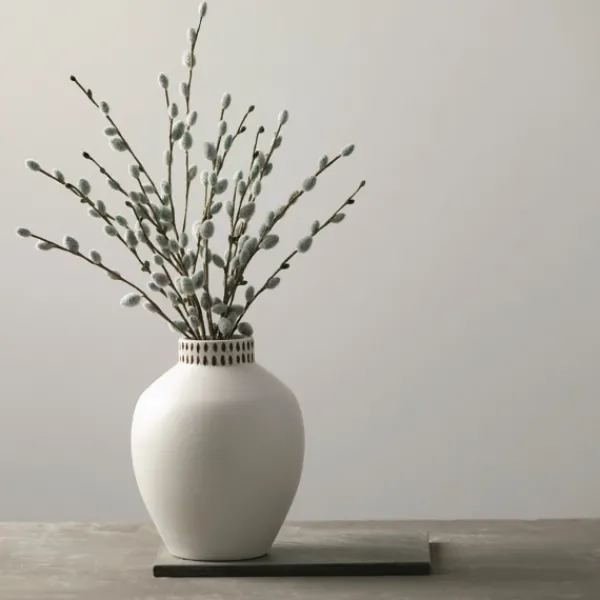 Vases-Kirkland's Home Etched Ceramic Urn Vase Ivory