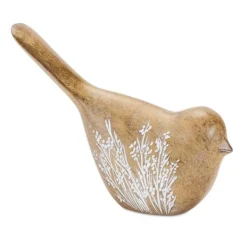 Statues & Figurines-Kirkland's Home Etched Floral Bird Figurines, Set Of 4 Tan/White