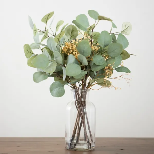Arrangements & Greenery-Kirkland's Home Eucalyptus And Baby'S Breath Arrangement In Vase Green/Yellow