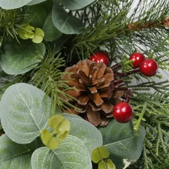 Wreaths-Kirkland's Home Eucalyptus And Pineberry Refresh Wreath Green/Red